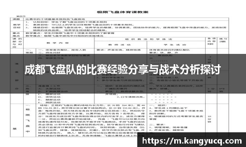 成都飞盘队的比赛经验分享与战术分析探讨
